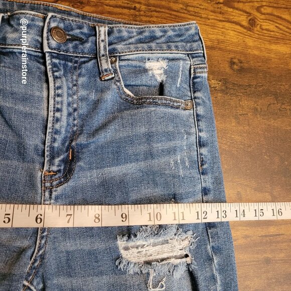 American Eagle Jeans 4 R Jegging Super Stretch Super Hi Rise Medium Light Wash - Picture 8 of 12